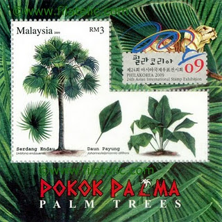 Palm Trees Livistona endauensis and Johannesteijismannia altifrons with PhilaKorea Overprint[1]
