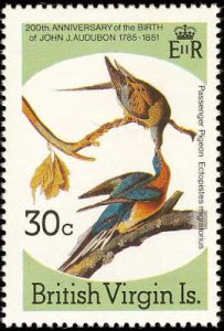 Passenger pigeon stamp, British Virgin Islands 1985