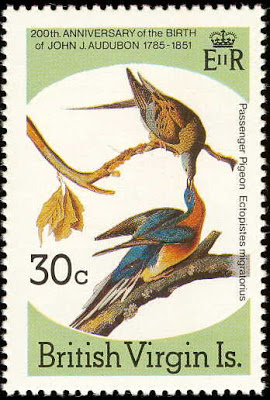Passenger pigeon stamp, British Virgin Islands 1985